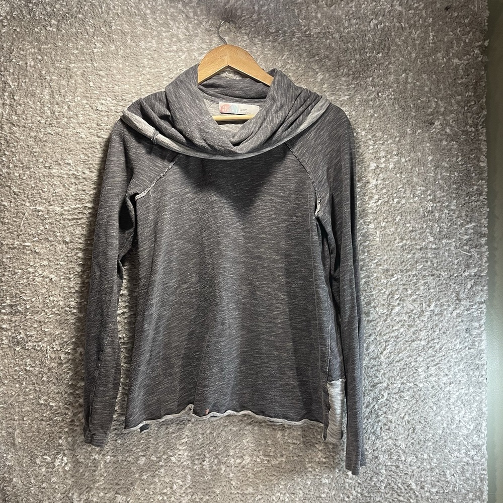 FP Beach FREE PEOPLE Cocoon Cowl Neck Pullover Top S/M Gray Boho‎ Preppy